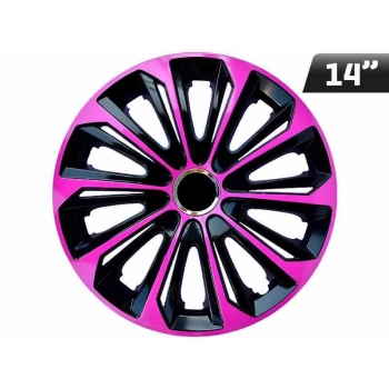 Kołpaki EXTRA STRONG pink - black 14", 4 szt.
