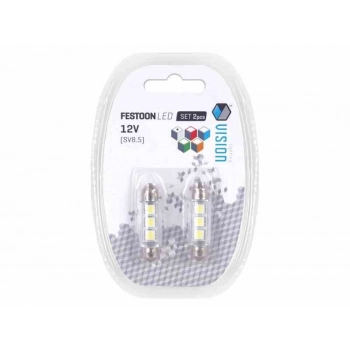 Żarówka VISION Festoon SV8.5 41mm 12V 3x 5050 SMD LED, biała, 2 szt.