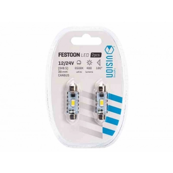 Żarówka VISION Festoon SV8.5 39 mm 12/24V 2x 3570 SMD LED, CANBUS, biała, 2 szt.