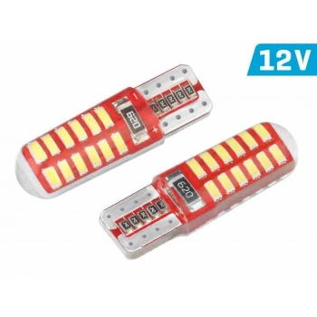 Żarówka VISION W5W (T10) 12V 24x 3014 SMD LED, CANBUS, silikonowa oprawka, biała, 2 szt.