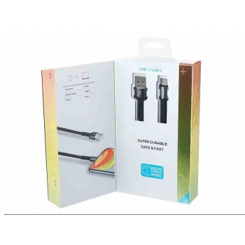 Kabel do ładowania i synchronizacji, w oplocie z mikrofibry, 200 cm, USB > USB-C