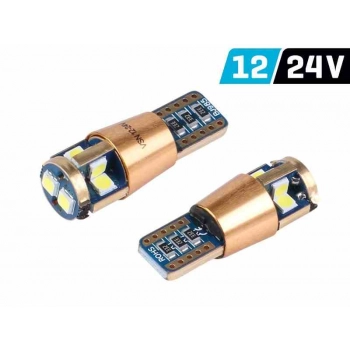 Żarówka VISION W5W (T10) 12/24V 10x 3030 SMD LED, nonpolar, CANBUS, biała, 2 szt.