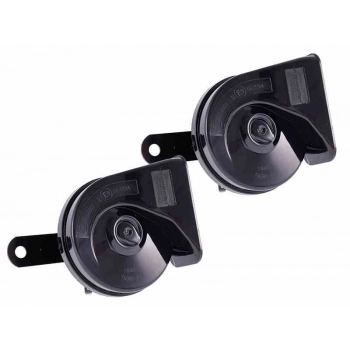 Klakson 12V, 118 dB, dwutonowy, ślimakowy, średnica 85 mm, prosty, homologacja E9, 2 szt.