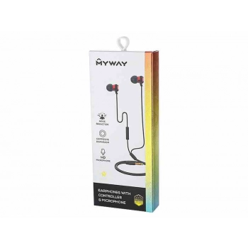 Słuchawki douszne przewodowe z mikrofonem, wtyczka AUX 3.5 mm
