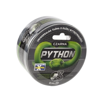 PYTHON Czarna taśma uniwersalna, 48 mm / 9 m