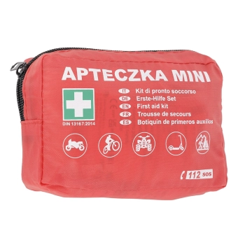 Apteczka Mini DIN 13167 z ustnikiem, czerwona