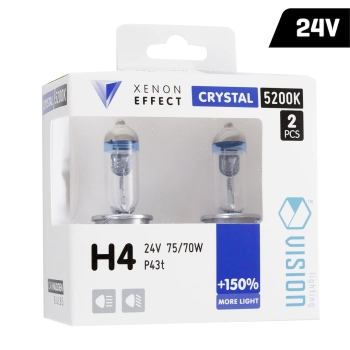 Żarówki VISION crystal white H4 24V 75/70W P43t +150%, 2 szt.