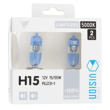 Żarówki VISION limitless white H15 12V 15/55W PGJ23t-1 +120%, 2 szt.