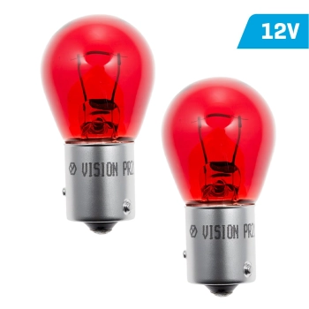Żarówki VISION PR21W 12V 21W BAW15s, czerwona, blister 2 szt.