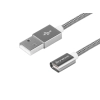 Kabel do ładowania i synchronizacji, w oplocie nylonowym, 120 cm, USB > magnes neodymowy