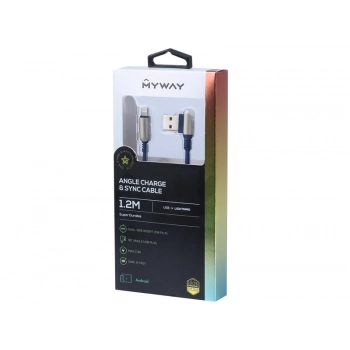 Kabel do ładowania i synchronizacji, 120 cm, w oplocie z mikrofibry, dwustronne kątowe USB > Lightning, navy