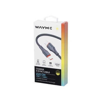 WAYME Kabel do ładowania i synchronizacji, w oplocie z mikrofibry, 100 cm, USB-C > USB-C PD, max 65W