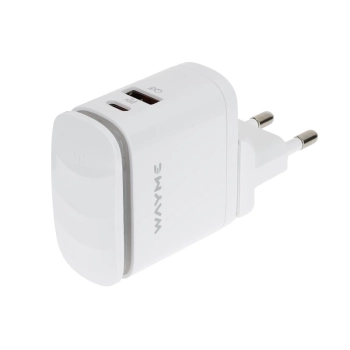 WAYME Ładowarka sieciowa 25W USB-C PD + QC3.0 z dotykową lampką LED + adaptery - wtyczki do gniazd EU, UK i USA