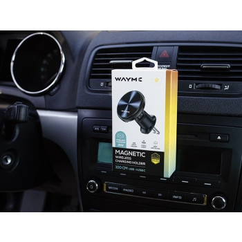 WAYME Uchwyt magnetyczny na wlot powietrza z ładowarką indukcyjną 15W + kabel USB > USB-C 100 cm