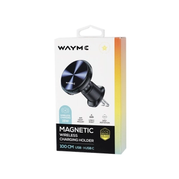 WAYME Uchwyt magnetyczny na wlot powietrza z ładowarką indukcyjną 15W + kabel USB > USB-C 100 cm