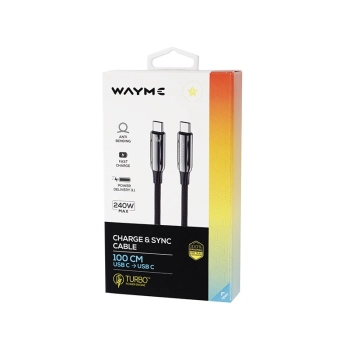 WAYME Kabel do ładowania i synchronizacji, w oplocie z mikrofibry, 100 cm, USB-C > USB-C PD, max 240W