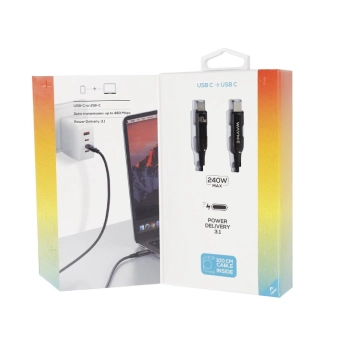 WAYME Kabel do ładowania i synchronizacji, w oplocie z mikrofibry, 100 cm, USB-C > USB-C PD, max 240W
