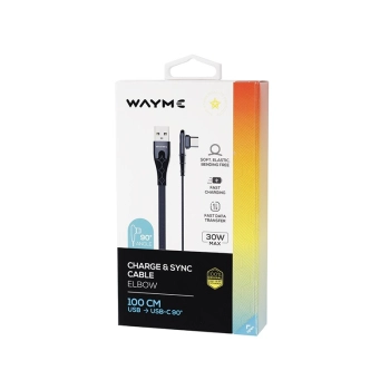 WAYME Kabel do ładowania i synchronizacji, w oplocie z mikrofibry, 100 cm, USB > kątowe USB-C, max 30W