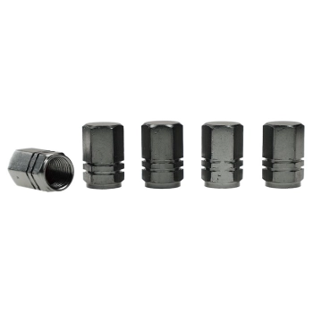 Nakrętki na wentyle, aluminiowe sześciokątne, 5 szt., gunmetal