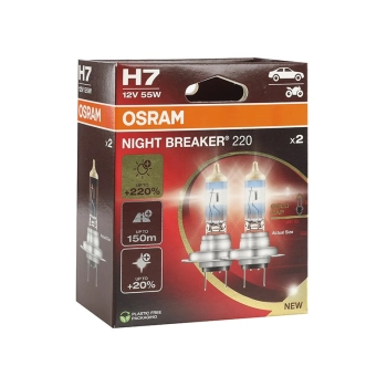 Żarówki OSRAM H7 12V 55W PX26d Night Breaker +220%, 2 szt.