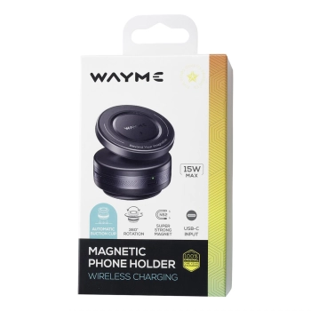 WAYME Uchwyt magnetyczny MagSafe na telefon z automatyczną przyssawką i ładowarką bezprzewodową 15W