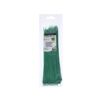 Opaski kablowe nylonowe 300x3,6 mm, zielone, 100 szt.