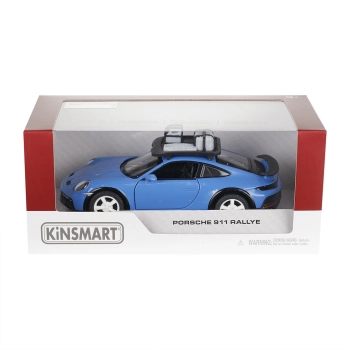 Model 1:36, Porsche 911 Rallye z bagażnikiem dachowym, niebieski