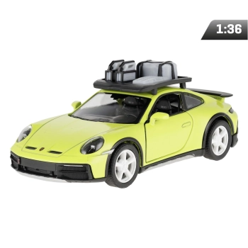 Model 1:36, Porsche 911 Rallye z bagażnikiem dachowym, żółty