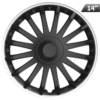 Kołpaki Crystal silver ring / black 14", 4 szt.