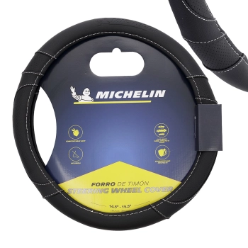 MICHELIN Pokrowiec na kierownicę "M" 36,8-39,4 cm, skóra naturalna, czarny